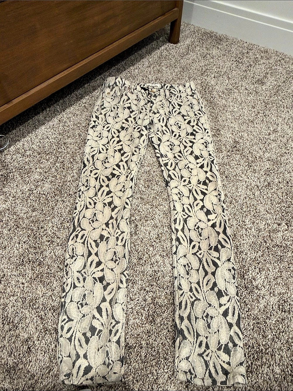 Seven for all mankind floral Lace Straight Leg Jeans Waist 25
